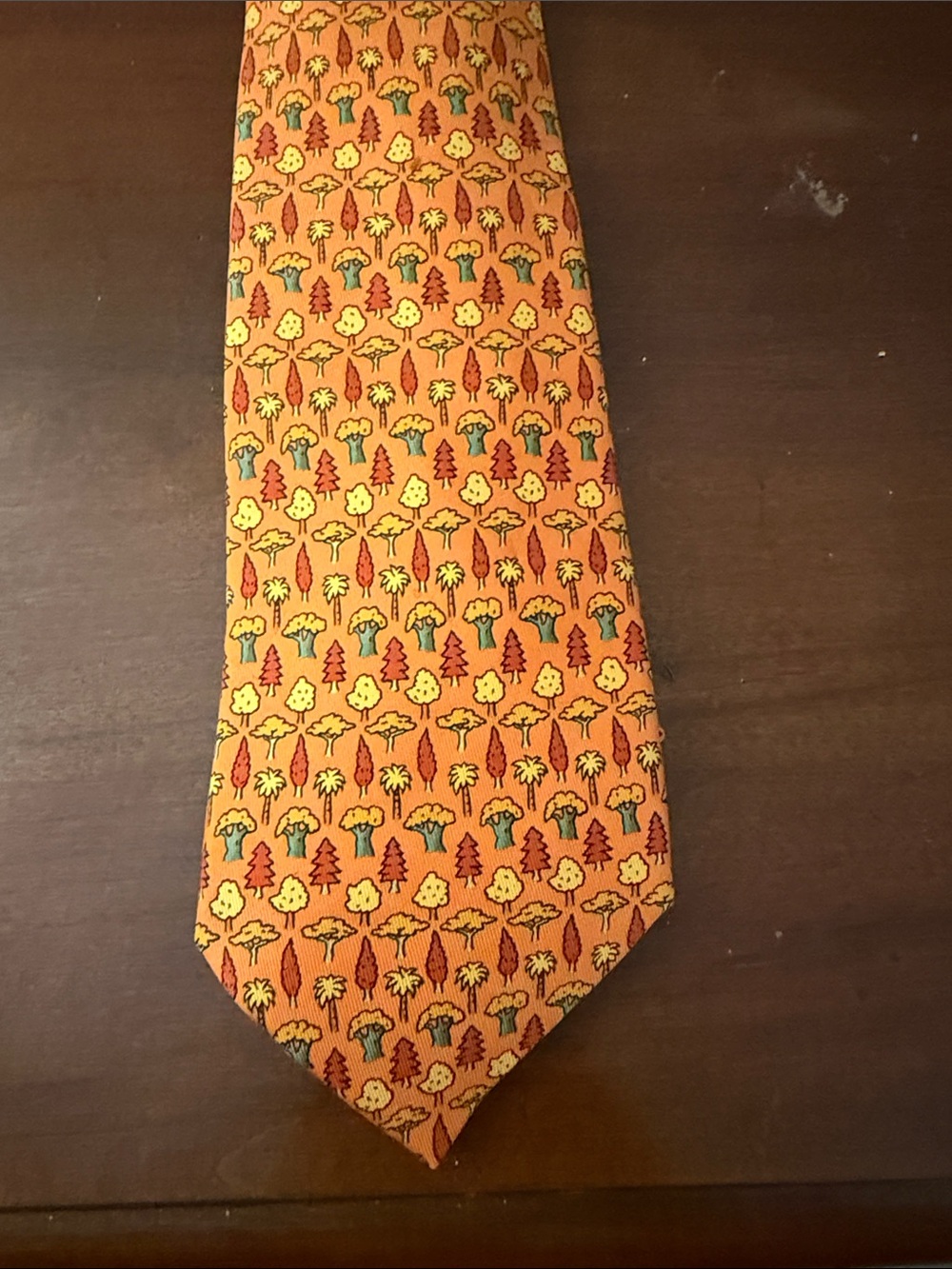 Hermes Orange Forest Tie